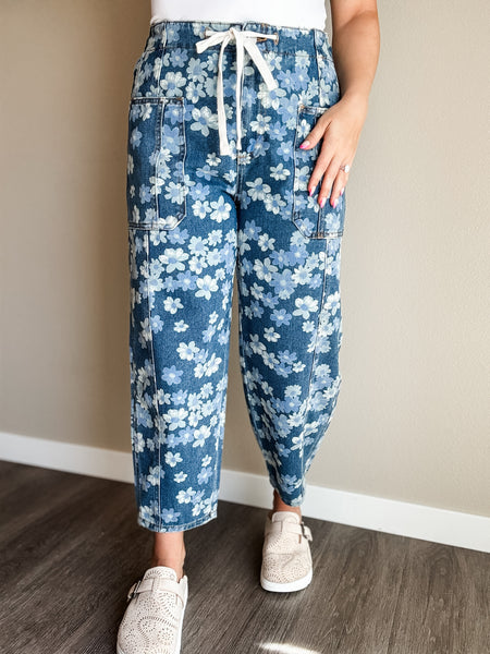 PREORDER Verbena Floral Barrel Jean