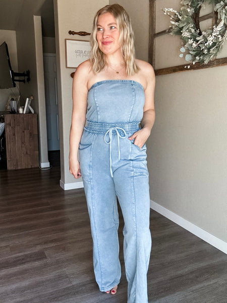Odessa Washed Strapless Jumpsuit