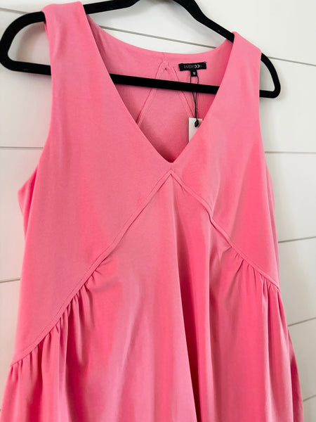 Sleeveless V Neck Mini Dress - Pink