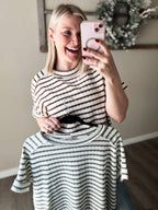 Sollie Striped Boxy Top - Brown - SIZE L/XL