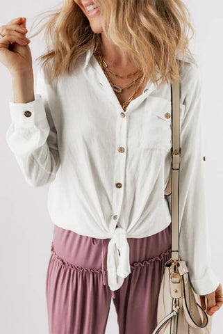 Mikaylis Knotted Button Up