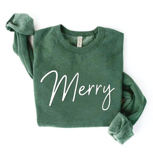 Merry Script Puff Cozy Crewneck