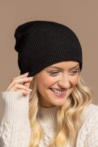 Araya Slouchy Knit Beanie - Black