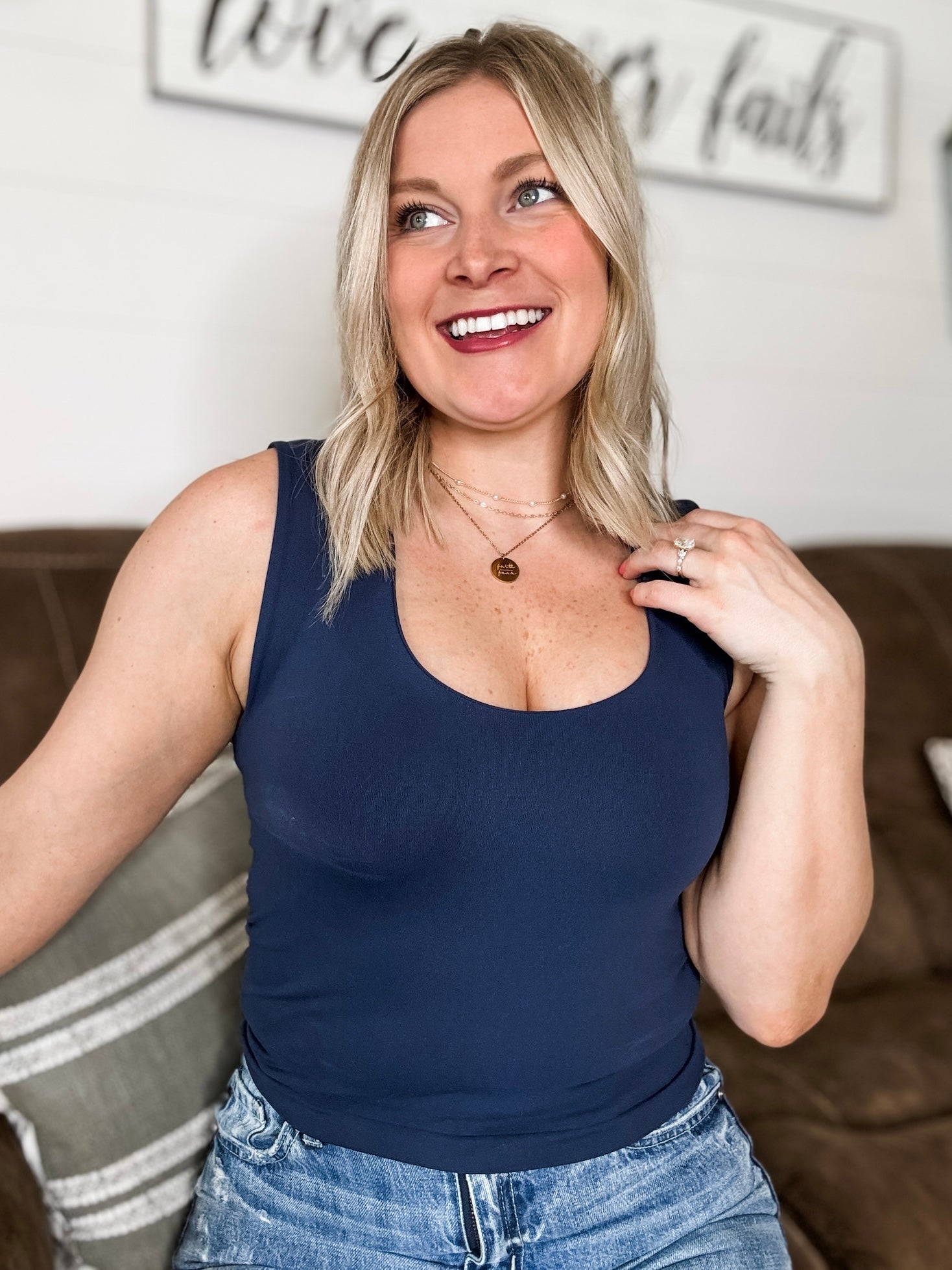 Meera Double-Layered Luxe Tank - Prussian Blue