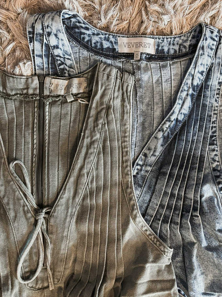 Nolia Denim Romper - Vintage Olive