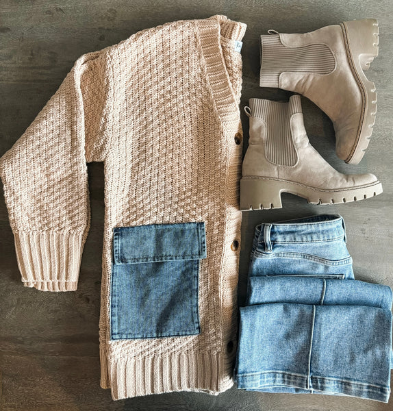 PREORDER Keely Denim Pocket Cardigan
