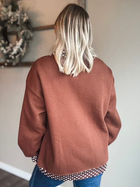 PREORDER Gwenna Polka Dot Mock Neck Pullover