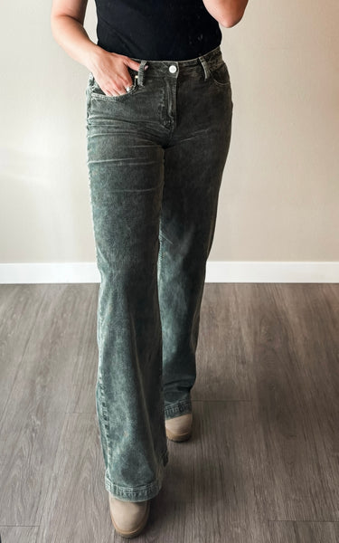 Miller Wide Leg Corduroy Pants - Forest