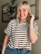 Sollie Striped Boxy Top - Brown - SIZE L/XL