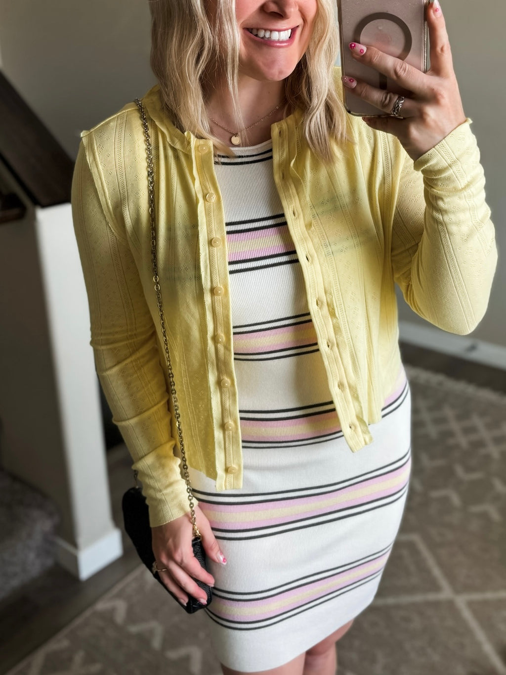 Striped Knit Sleeveless Mini Dress