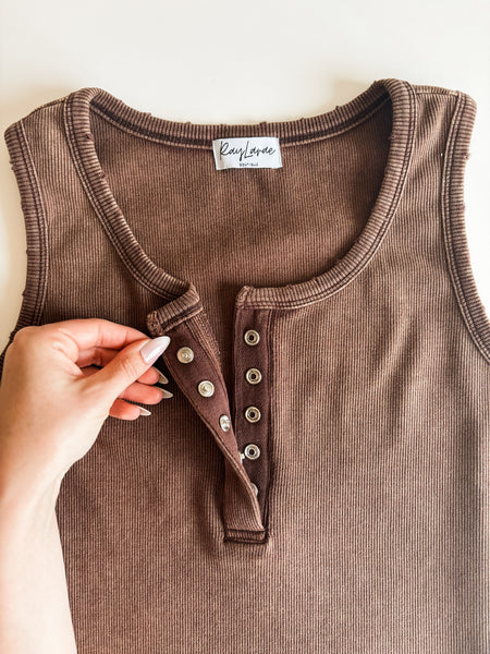 PREORDER Paisleigh Ribbed Henley Tank