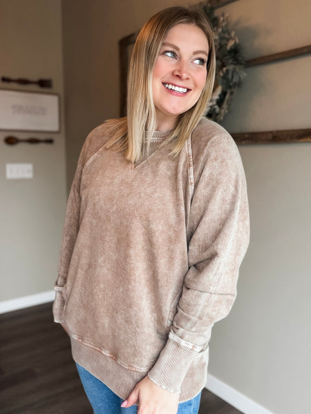 Torrance Mineral Wash Pullover - Brown