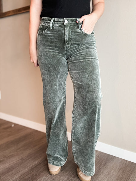 Miller Wide Leg Corduroy Pants - Forest