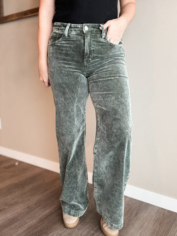 Miller Wide Leg Corduroy Pants - Forest