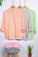 Eliana Stripe Button Up - Lime - SIZE SMALL