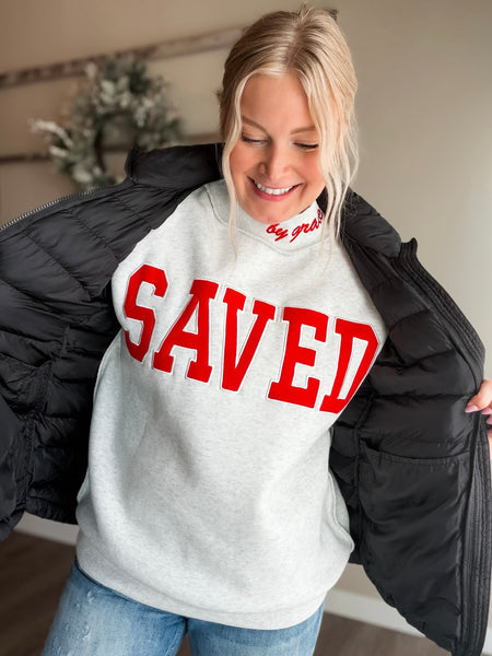 PREORDER Saved By Grace Mock Neck Sweatshirt
