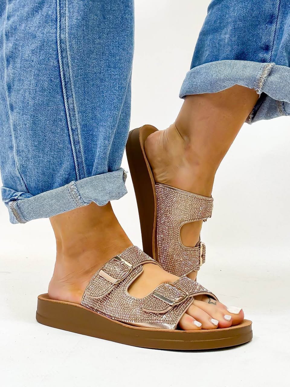 Let's Be Real Rose Gold Sandal