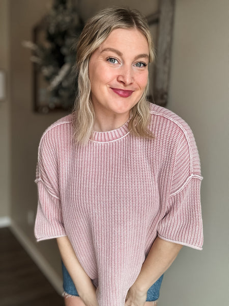 Love Note Waffle Knit Top - SIZE MEDIUM