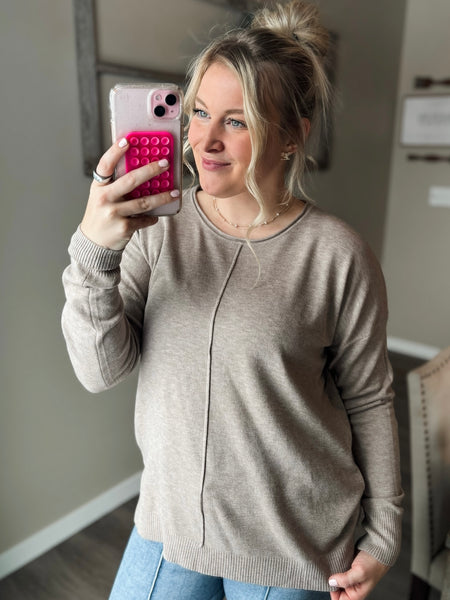 Callen Front Seam Sweater - Ash Mocha