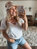 Whitley Criss Cross Tee - White - SIZE SMALL