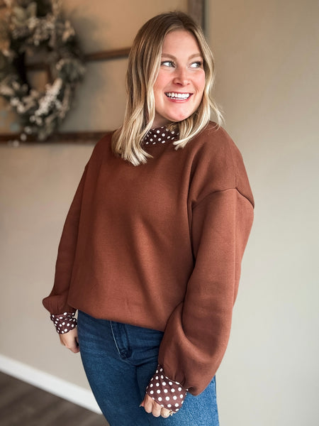 PREORDER Gwenna Polka Dot Mock Neck Pullover