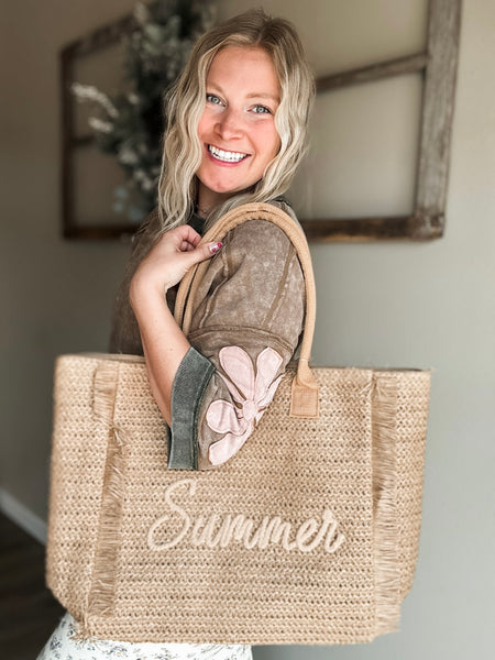 Summer Escape Straw Tote - Tan