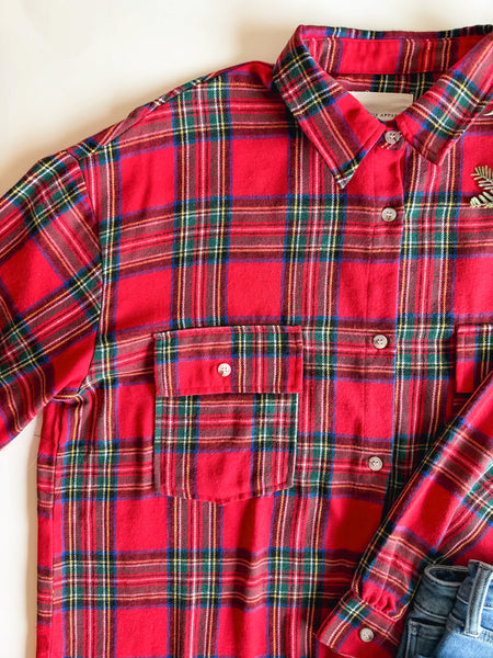 Tidings Plaid Button Down Top