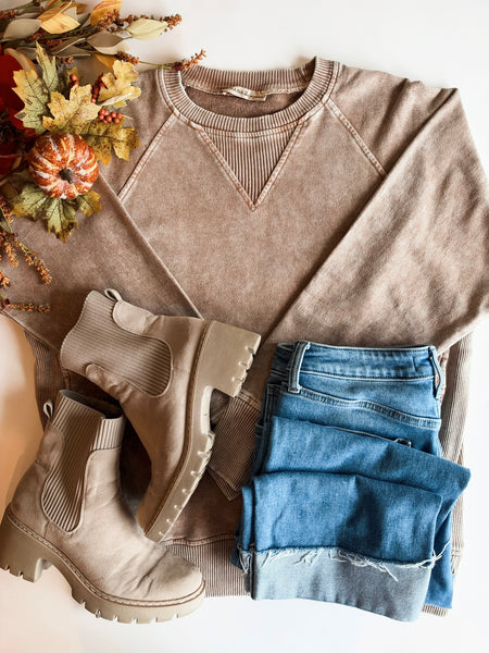 Torrance Mineral Wash Pullover - Brown