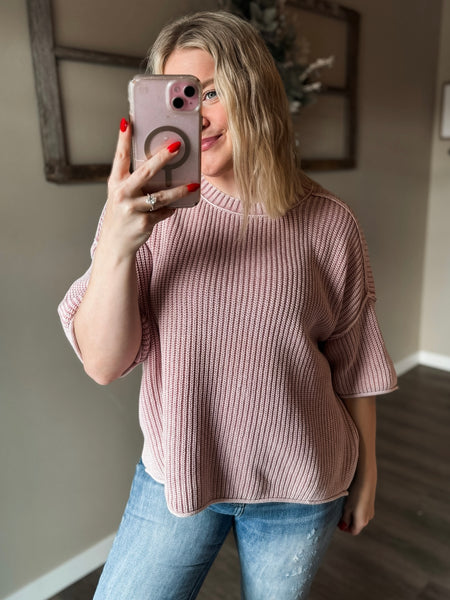 Love Note Waffle Knit Top - SIZE MEDIUM