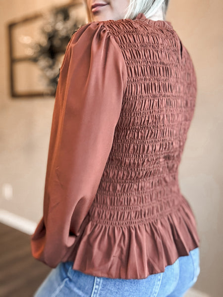 PREORDER Margaux Smocked Ruffle Blouse