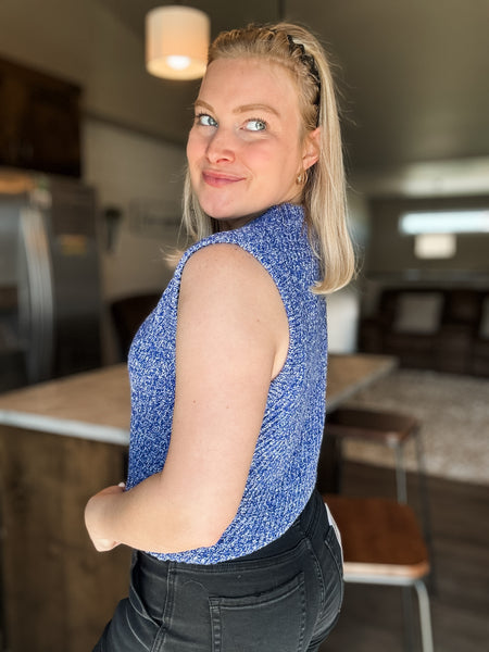 Ginny Sweater Vest Tank - Blue