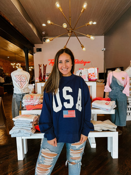 USA Flag Mockneck Pullover