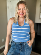 Striped Textured Knit Halter Top
