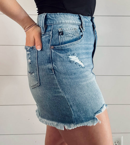 Jude Distressed Denim Skirt