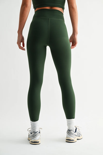 Venice Crossover Waist Leggings - Deep Forest