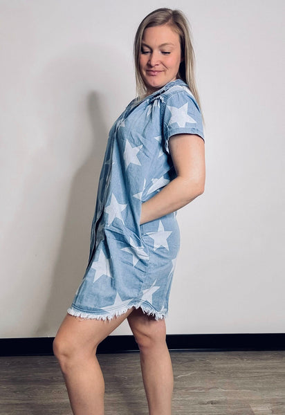 Star Denim Dress - SIZE MEDIUM