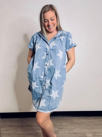 Star Denim Dress - SIZE MEDIUM