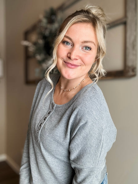 PREORDER Nyx Waffle Knit Button Top