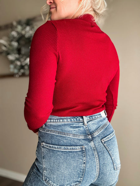 Giselle Sparkle Ribbed Knit Top - SIZE LARGE