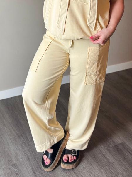 Laela French Terry Cargo Pant - Yellow