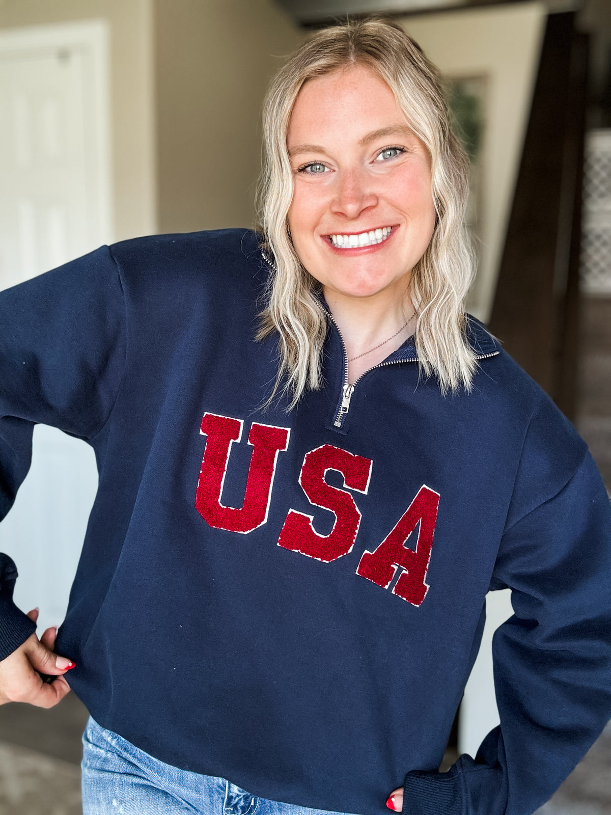 Varsity USA Quarter Zip Sweatshirt