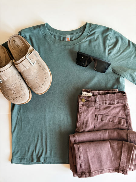 Mayden Boxy Basic Tee - Eucalyptus