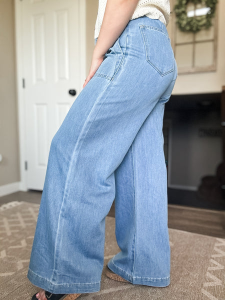 Calypso Paper Bag Wide Leg Jeans