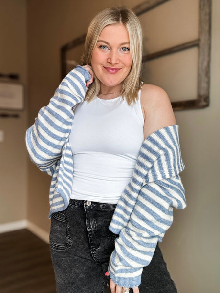 Ocean Mist Stripe Cardigan