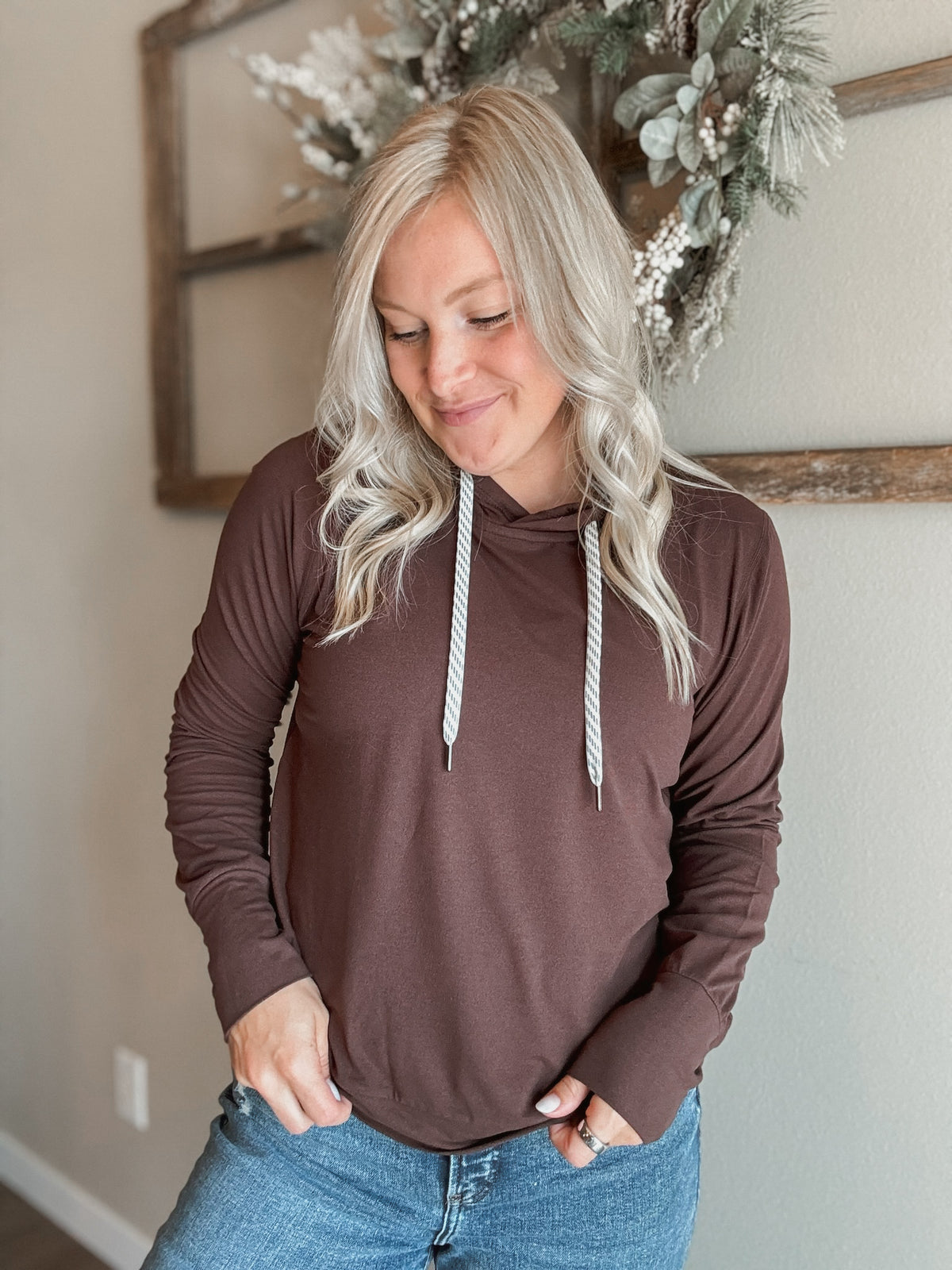 Verity Yoga Hoodie - Mahogany - SIZE SMALL