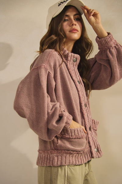 Amry Vintage Cardigan Jacket - Vintage Mauve