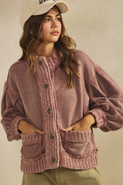 Amry Vintage Cardigan Jacket - Vintage Mauve