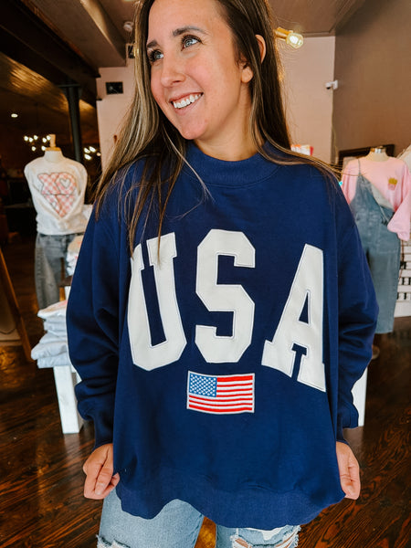 USA Flag Mockneck Pullover