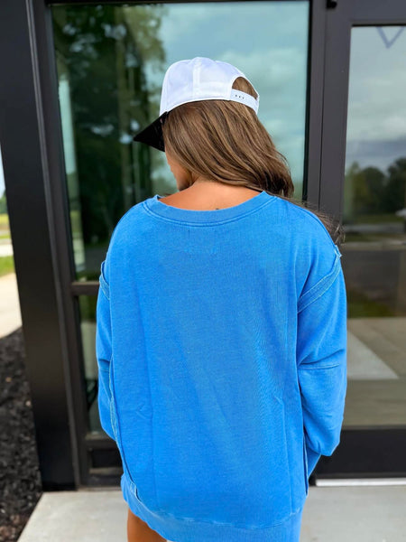 Marina Blue Double Slit Pullover - SIZE XL