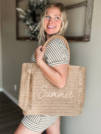 Summer Escape Straw Tote - Tan
